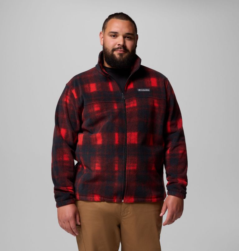 Men's Steens Mountain Printed Fleece Jacket - Big, Color: Sail Red Omblur, image 1