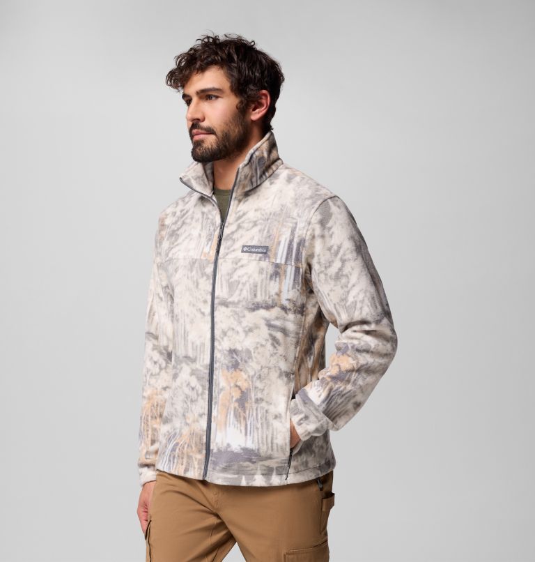 Men's Steens Mountain Printed Fleece Jacket - Tall, Color: City Grey Deschutestrees, image 4
