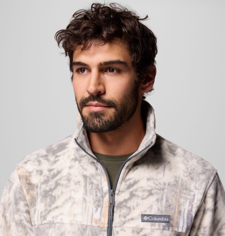 Men's Steens Mountain Printed Fleece Jacket - Tall, Color: City Grey Deschutestrees, image 6