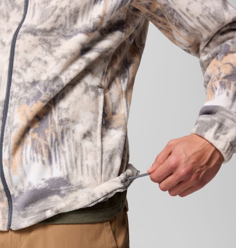 Men's Steens Mountain Printed Fleece Jacket - Tall, Color: City Grey Deschutestrees, image 7