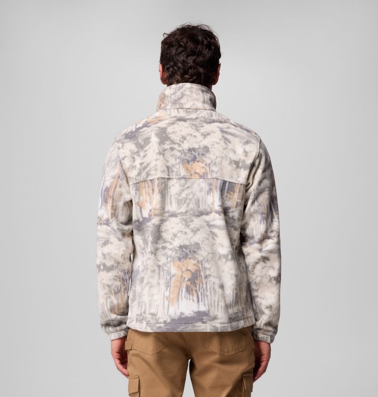 Men's Steens Mountain Printed Fleece Jacket - Tall, Color: City Grey Deschutestrees, image 3