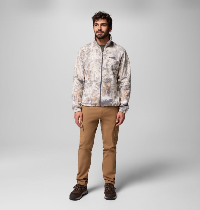 Men's Steens Mountain Printed Fleece Jacket - Tall, Color: City Grey Deschutestrees, image 2