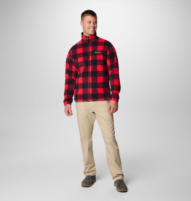 Men's Steens Mountain Printed Fleece Jacket - Tall, Color: Mountain Red Check Print, image 3