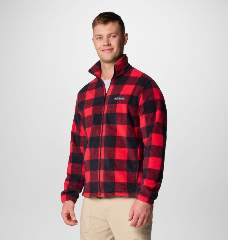 Men's Steens Mountain Printed Fleece Jacket - Tall, Color: Mountain Red Check Print, image 4