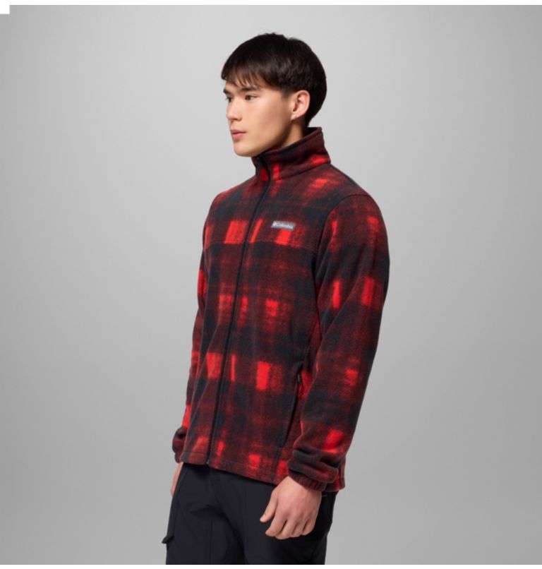 Men's Steens Mountain Printed Fleece Jacket - Tall, Color: Sail Red Omblur, image 4
