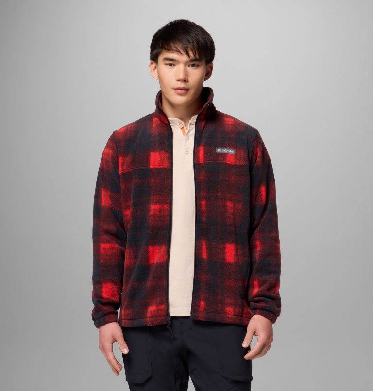 Men's Steens Mountain Printed Fleece Jacket - Tall, Color: Sail Red Omblur, image 5