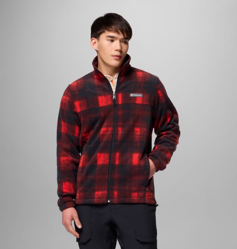 Men's Steens Mountain Printed Fleece Jacket - Tall, Color: Sail Red Omblur, image 1