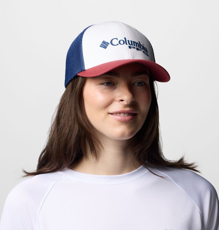 PFG Logo Mesh Ball Cap, Color: White, Dusty Crimson, Carbon, USA Flag, image 5