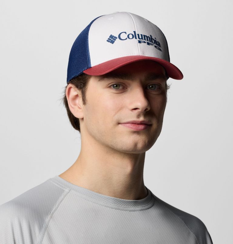 PFG Logo Mesh Ball Cap, Color: White, Dusty Crimson, Carbon, USA Flag, image 3