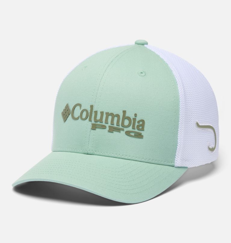PFG Logo Mesh Ball Cap, Color: Misty Jade, White, Hook, image 1