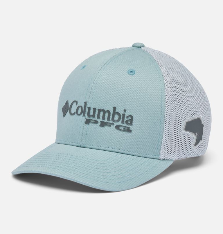PFG Logo Mesh Ball Cap, Color: Crushed Blue, Cool Grey, Bass Graphic, image 1