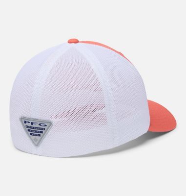 PFG Logo Mesh Ball Cap, Color: Melonade, White, Redfish, image 4