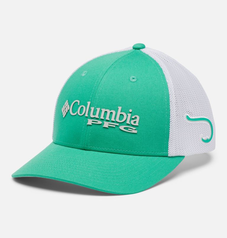PFG Logo Mesh Ball Cap - Mid Crown, Color: Electric Turquoise, Cool Grey, Hook, image 1
