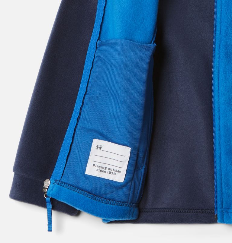 Boys' Steens Mountain II Fleece Jacket, Color: Bright Indigo, Collegiate Navy, image 3