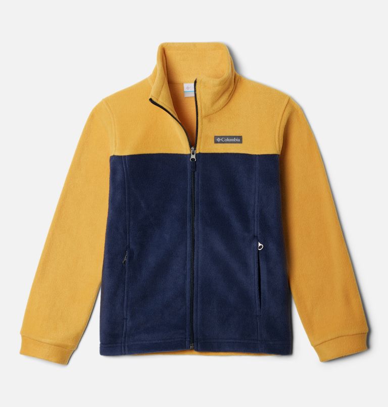 Boys’ Steens Mountain II Fleece Jacket, Color: Raw Honey, Collegiate Navy, image 1