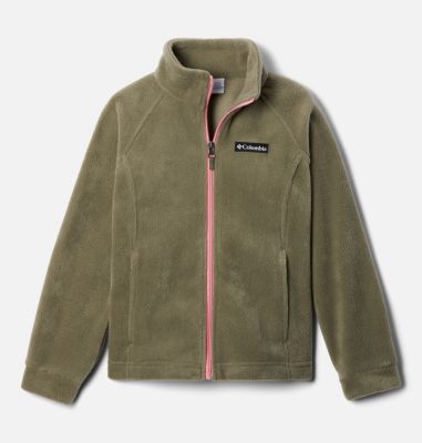 Girls&rsquo; Benton Springs Fleece Jacket, Color: Stone Green, Pink Orchid