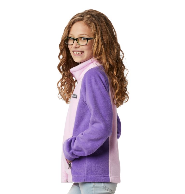 Girls' Benton Springs Fleece Jacket, Color: Pink Clover, Grape Gum, image 5
