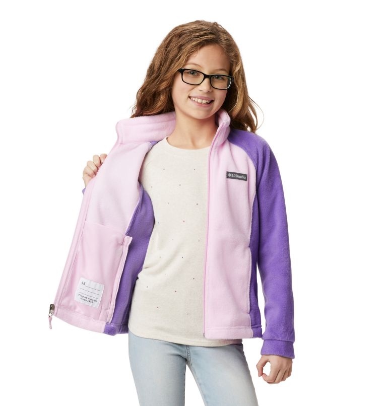 Girls' Benton Springs Fleece Jacket, Color: Pink Clover, Grape Gum, image 7