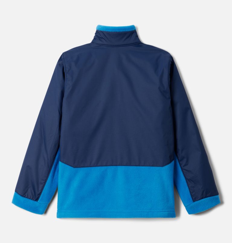 Boys’ Steens Mountain Overlay Fleece Jacket, Color: Bright Indigo, Collegiate Navy, image 2