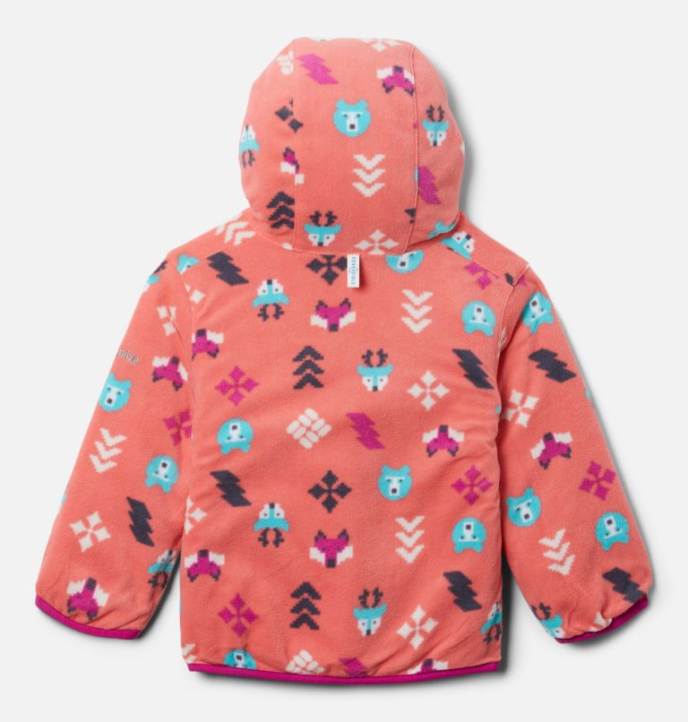 Thumbnail: Toddler Double Trouble Reversible Jacket, Color: Wild Fuchsia, Blush Pink Woodlands, image 4