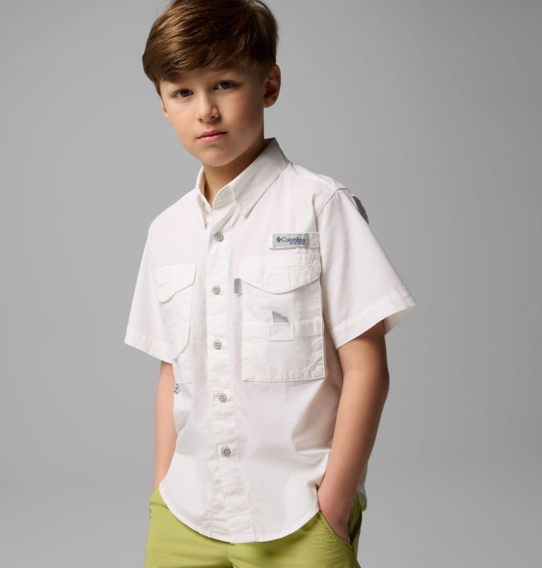 Boys’ PFG Bonehead Short Sleeve Shirt, Color: White, image 1