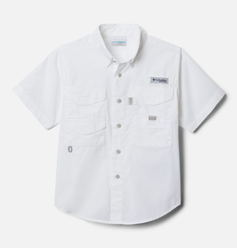 Boys’ PFG Bonehead Short Sleeve Shirt, Color: White, image 1