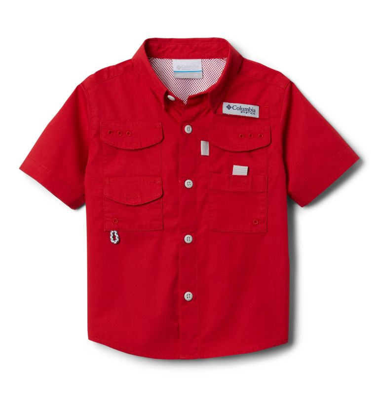 Boys’ Toddler PFG Bonehead Short Sleeve Shirt, Color: Red Spark, image 1