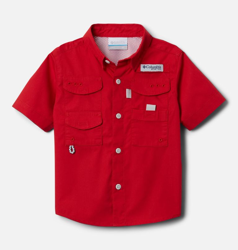 Boys’ Toddler PFG Bonehead Short Sleeve Shirt, Color: Red Spark, image 1