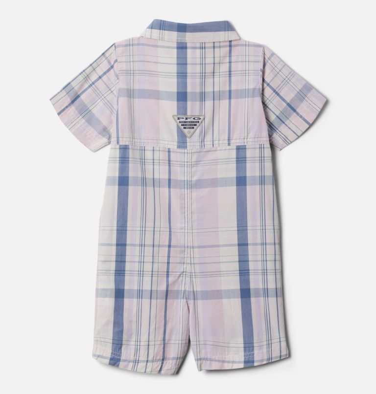 Infant PFG Bonehead Romper, Color: Soft Violet Madras, image 2