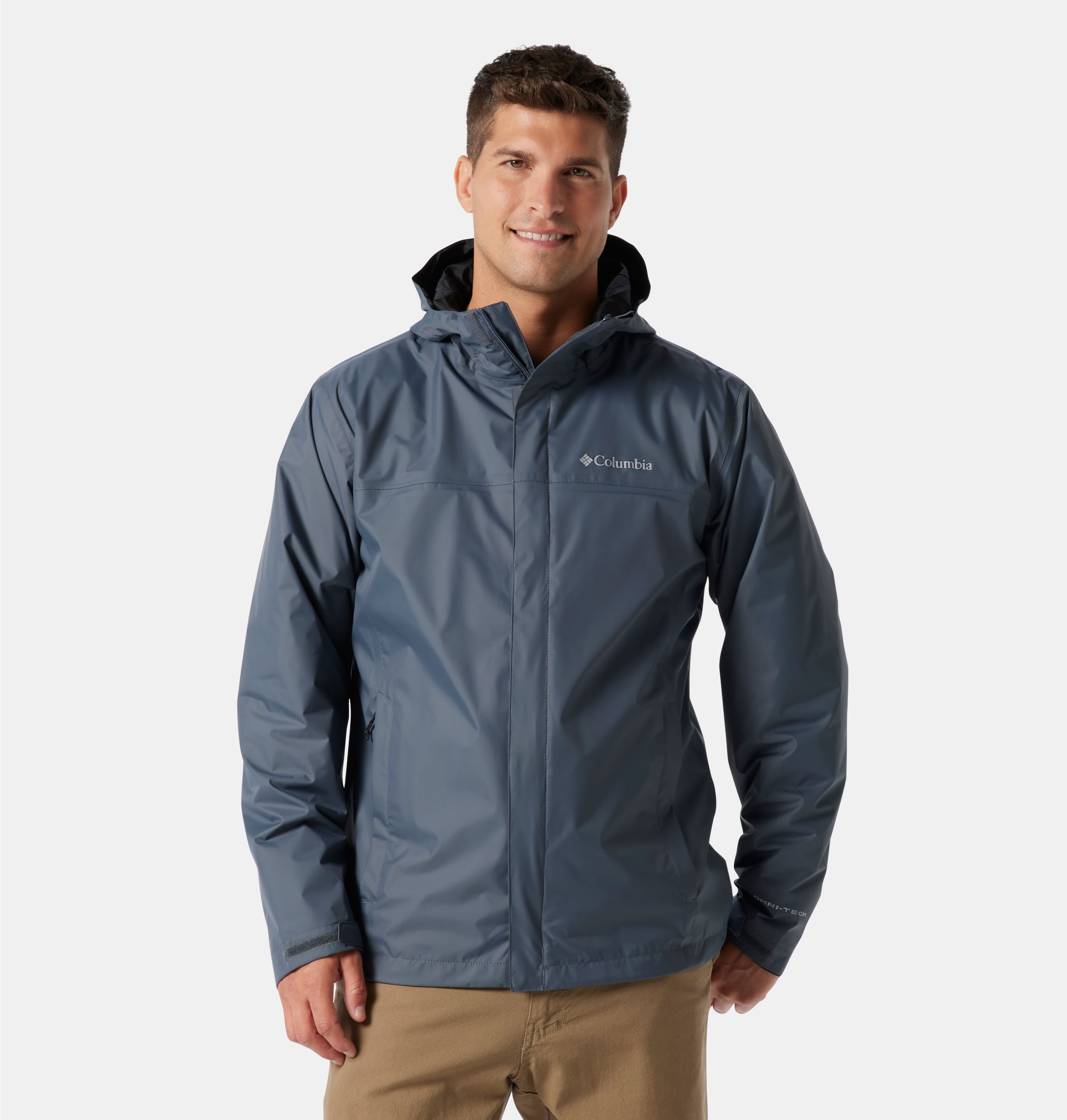 Columbia Men's PFG Omni-Tech 3D Rain Jacket - XL - Black