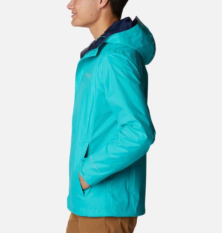 Men's Watertight II Rain Jacket, Color: Bright Aqua, image 3
