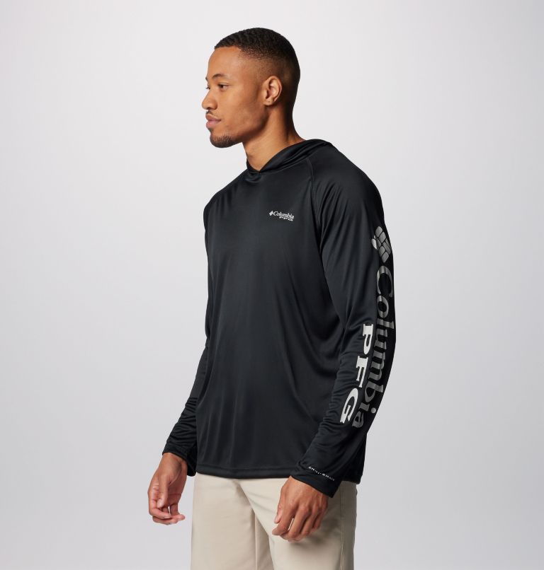 Men's PFG Terminal Tackle Hoodie, Color: Black, Cool Grey Logo, image 4