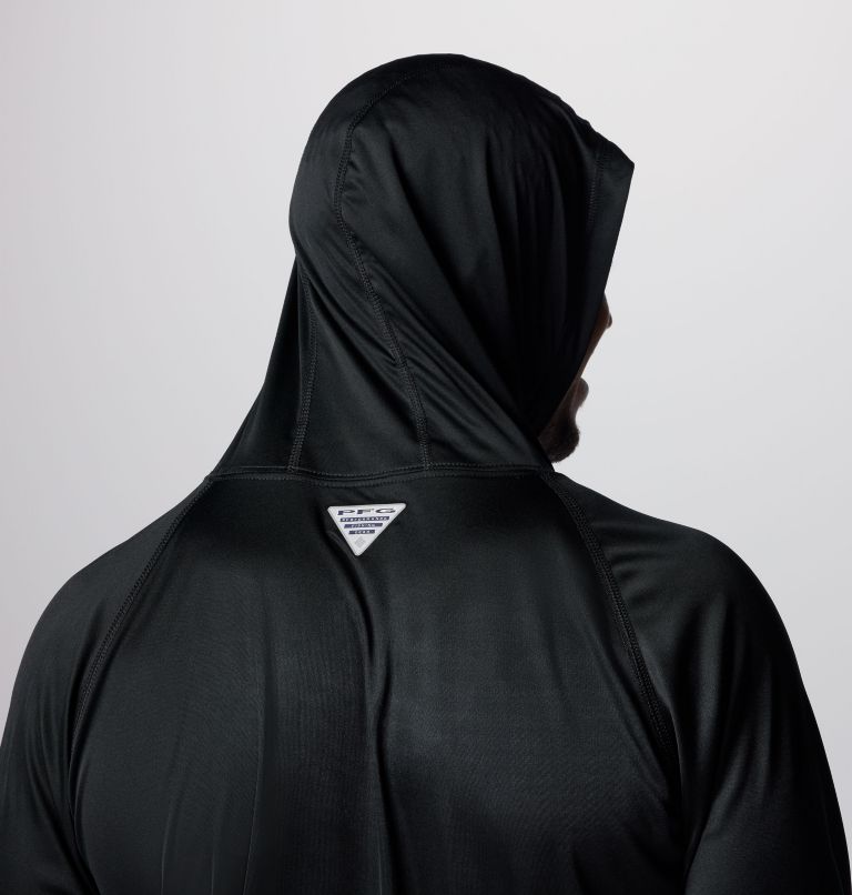 Men's PFG Terminal Tackle Hoodie, Color: Black, Cool Grey Logo, image 6