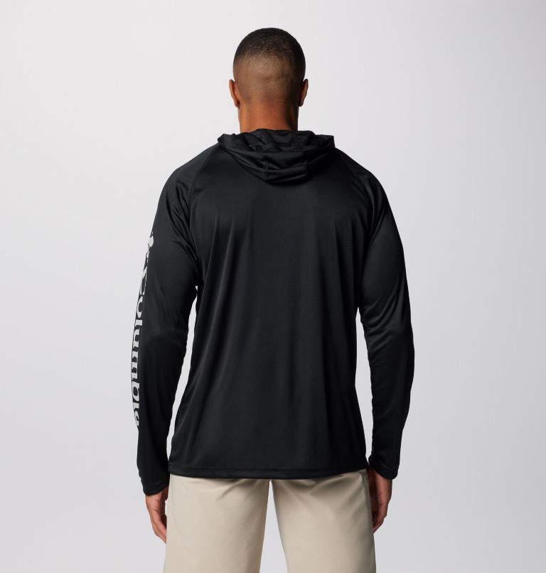 Men's PFG Terminal Tackle Hoodie, Color: Black, Cool Grey Logo, image 2