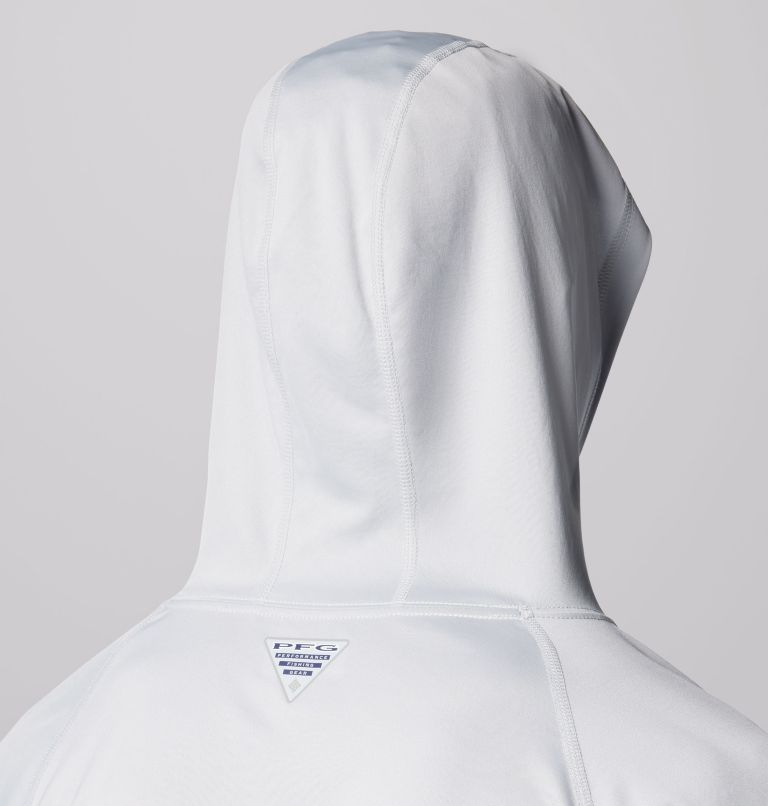 Men's PFG Terminal Tackle Hoodie, Color: Cool Grey, Vivid Blue Logo, image 6