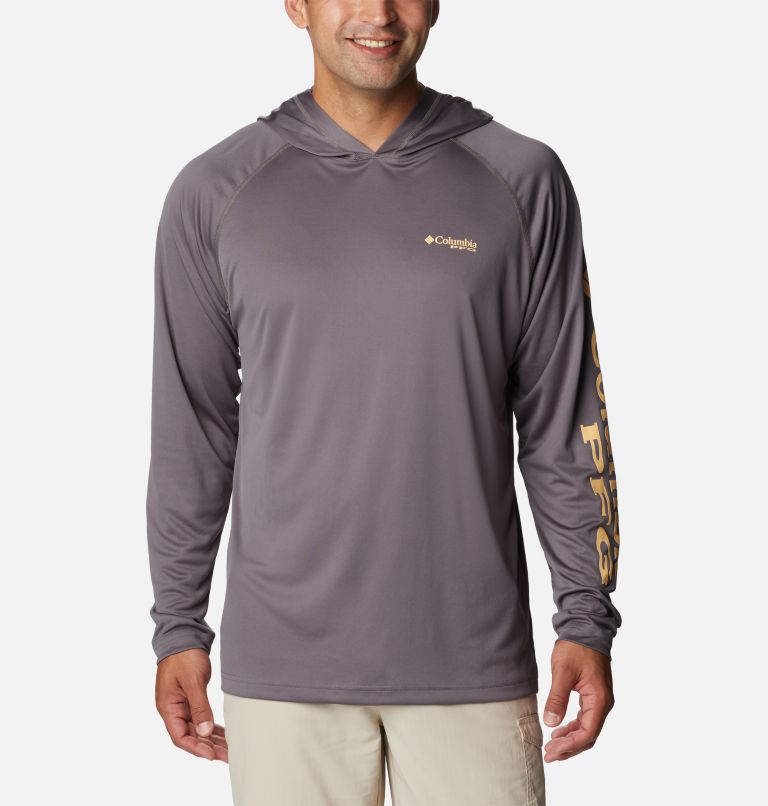 Men’s PFG Terminal Tackle Hoodie, Color: City Grey, Cocoa Butter Logo, image 1