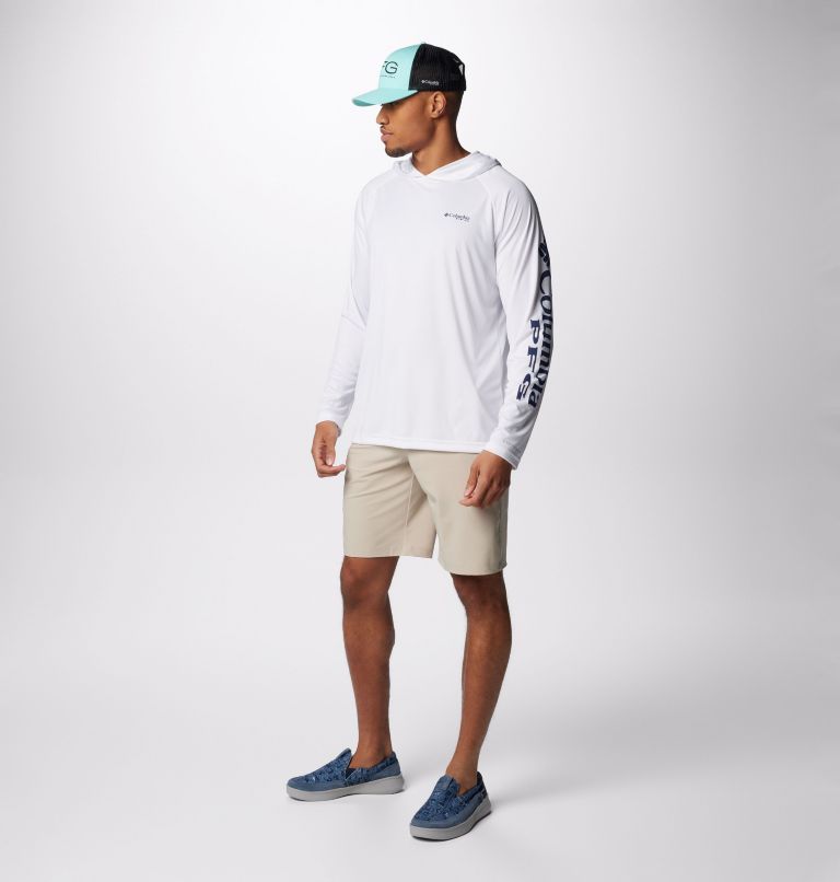 Men's PFG Terminal Tackle Hoodie, Color: White, Nightshade Logo, image 3