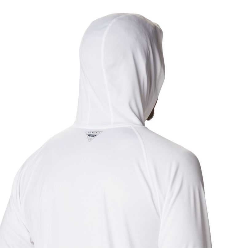 Thumbnail: Men’s PFG Terminal Tackle Hoodie, Color: White, Red Spark Logo, image 5