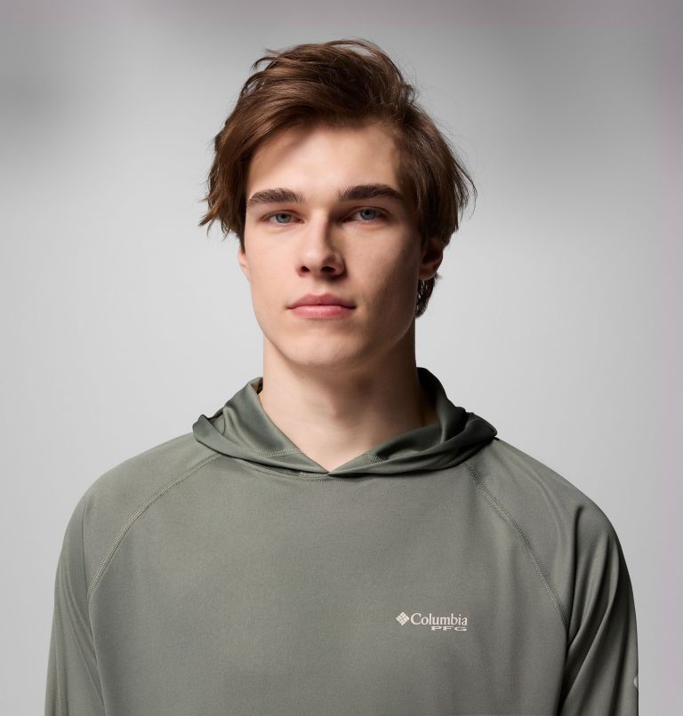 Men's PFG Terminal Tackle Hoodie, Color: Cypress, Dark Stone Logo, image 5