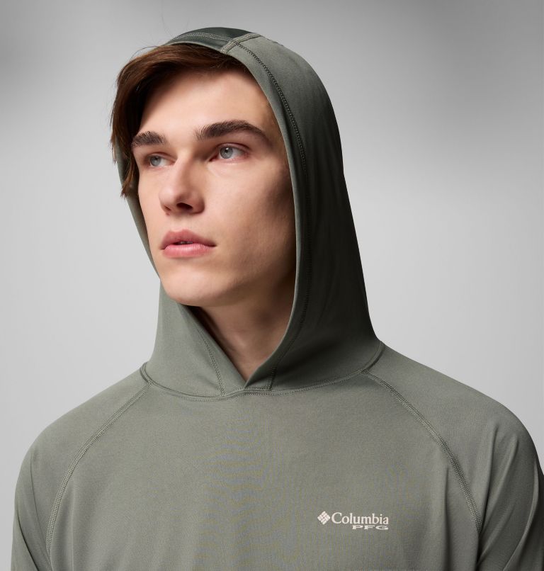 Men's PFG Terminal Tackle Hoodie, Color: Cypress, Dark Stone Logo, image 6