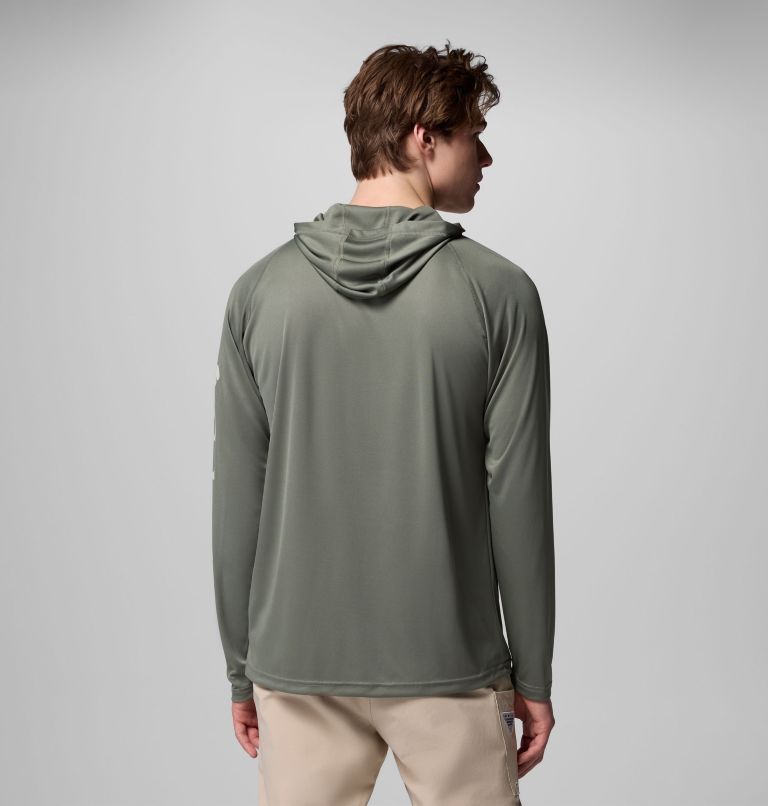 Men's PFG Terminal Tackle Hoodie, Color: Cypress, Dark Stone Logo, image 3