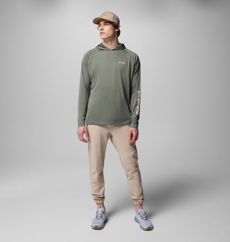 Men's PFG Terminal Tackle Hoodie, Color: Cypress, Dark Stone Logo, image 8