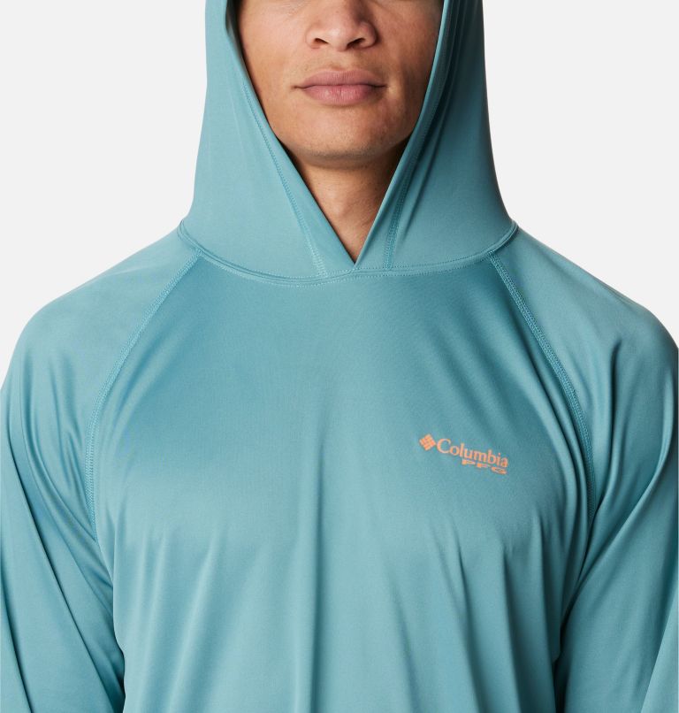 Men’s PFG Terminal Tackle Hoodie, Color: Tranquil Teal, Orange Reef Logo, image 4
