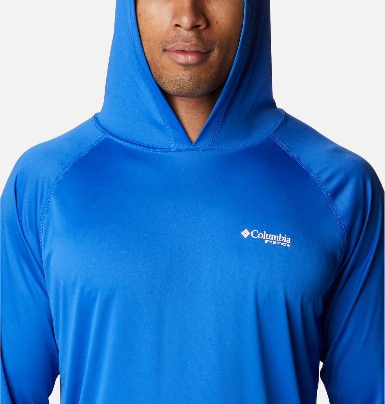 Chandail à capuchon Terminal Tackle homme, Color: Blue Macaw, White Logo, image 4