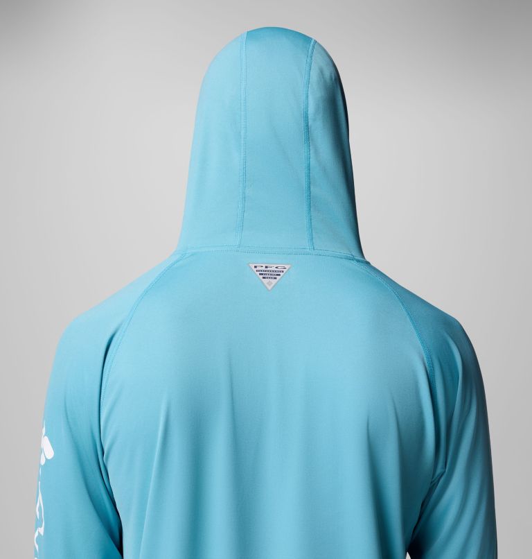 Men's PFG Terminal Tackle Hoodie, Color: Vintage Blue, White Logo, image 7