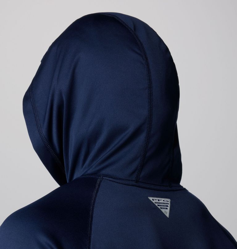 Men's PFG Terminal Tackle Hoodie, Color: Coll Navy, Sunset Red Logo, image 6