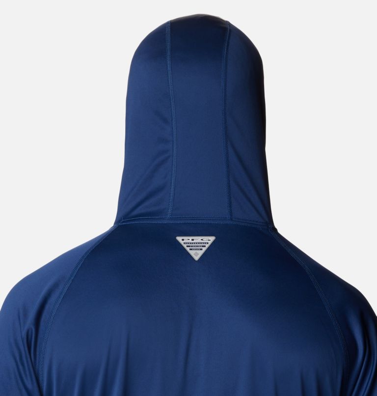 Thumbnail: Men’s PFG Terminal Tackle Hoodie, Color: Carbon, Opal Blue Logo, image 5