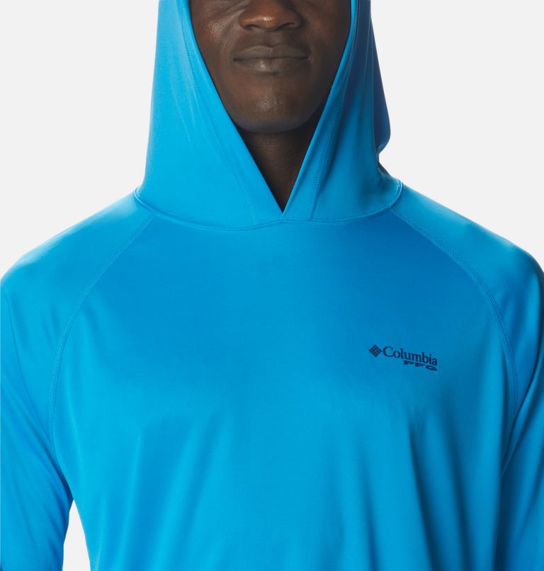 Men’s PFG Terminal Tackle Hoodie - Tall, Color: Compass Blue, Carbon Logo, image 4