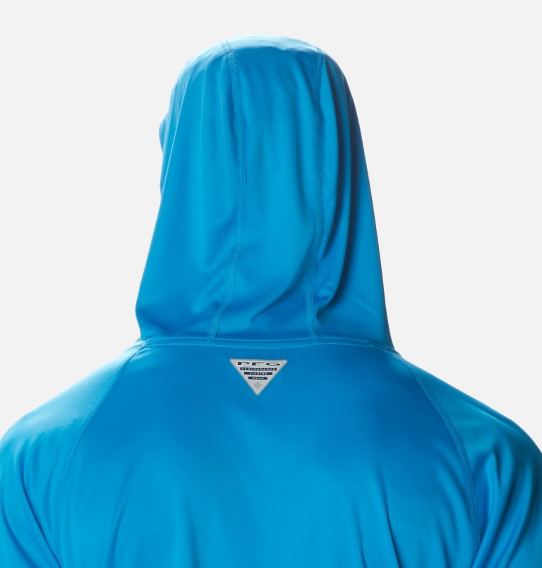 Men’s PFG Terminal Tackle Hoodie - Tall, Color: Compass Blue, Carbon Logo, image 5
