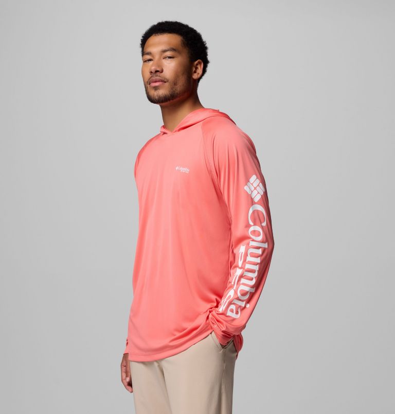 Men's PFG Terminal Tackle Hoodie, Color: Melonade, White Logo, image 4